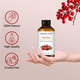 Majestic Pure Rosehip Oil | Rose Hip for Face, Skin, Hair & Massage | Acne Scars & Facial Oil | For Women & Men | 4 fl oz