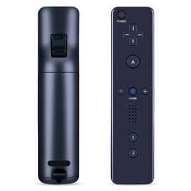 HZIME New Replacement Remote Control Compatible For Wii & Wii U, Built-in 2 in 1 Motion Plus with Silicon Case and Nunchuck (Black Color)