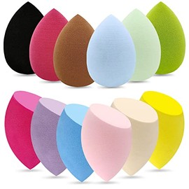 12 piezas de set de esponjas de maquillaje profesional, sin látex, suaves y perfectas para aplicar polvo, esponjas multicolores para mezclar cosmético