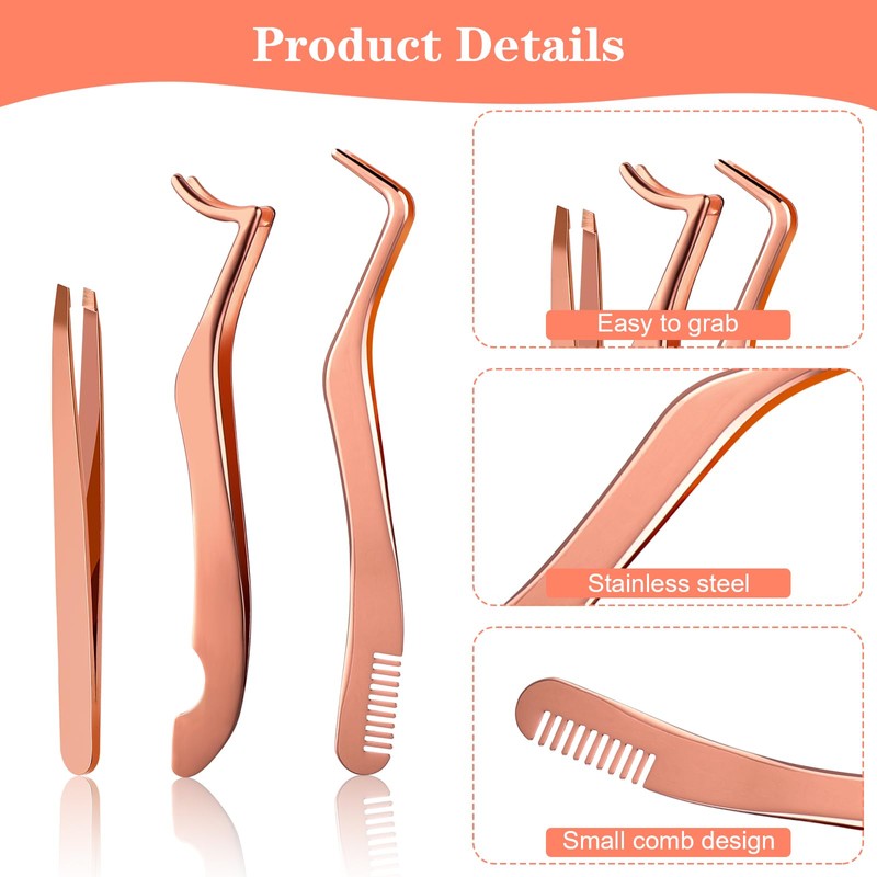 Ouligay Pack of 3 Eyelash Tweezers Applicator False Eyelash Tweezers