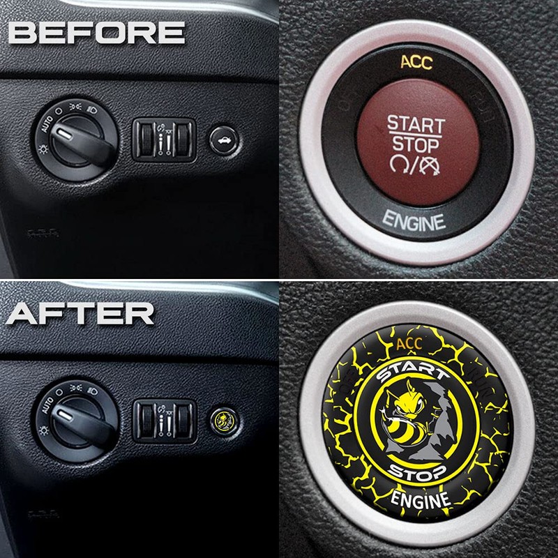 DECALEPIC Push Start Button Cover for Dodge Challenger Charger Accessories