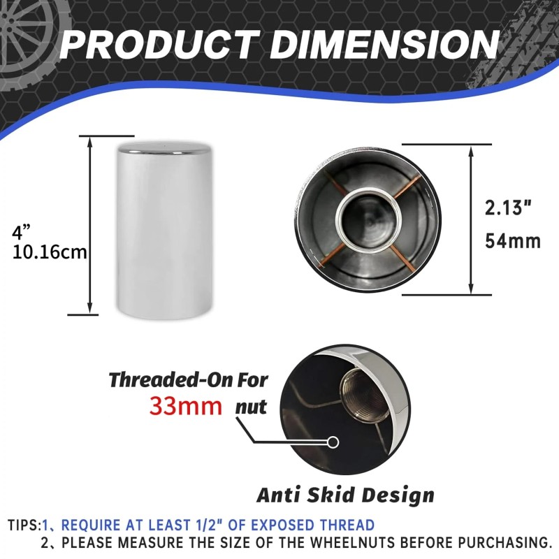 New 33mm by 4" ABS Chrome Thread on Flat Top