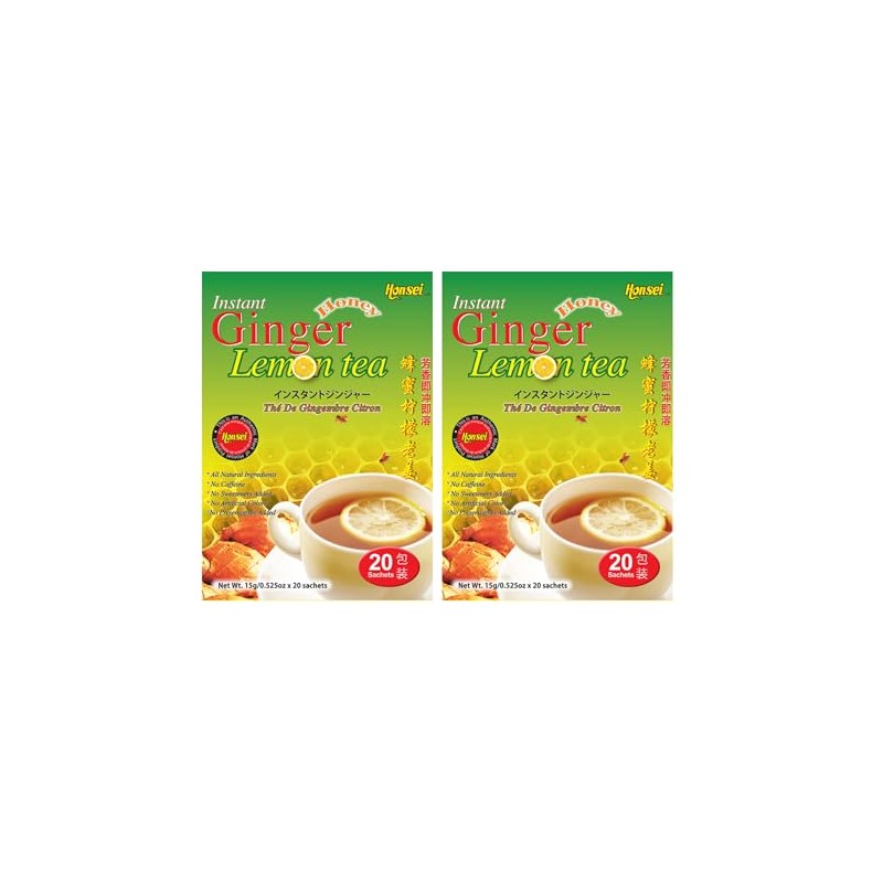 Honsei Instant Ginger Honey and Ginger Lemon Tea Set, 20