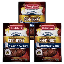 Bridgford Sweet Baby Ray’s Beef Jerky Honey BBQ 6.2 oz Pack of 3 - High Protein Jerky for Midday Energy Boost or Post Workout Snack - Naturally Smoked Ready to Eat Meat Snacks for On the Go Snacking