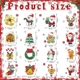 16 x DIY Christmas Diamond Painting Children's Keychains, Christmas Diamond Painting Keychain, 5D Diamond Painting Pendant Key Pendant for Handbag, Bag, Gift (16)