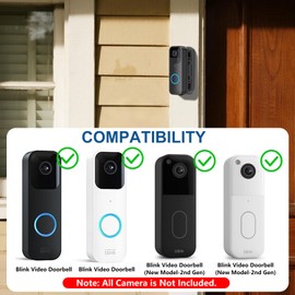 Blink Doorbell Mount, 45–135 Degrees Angle Mount for All-New Blink Video Doorbell (1st Gen and 2nd Gen), No-Drill Mounting Bracket Accessories, Left/Right Installation, Wide Viewing Range