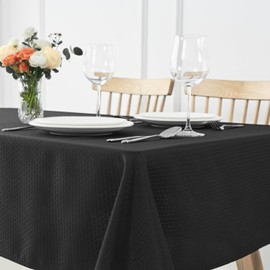 maxmill Rectangle Tablecloth Weaved Texture Design Water Resistant Wrinkle Free Spill-Proof, Soft Table Cloth for Dining Room Decoration, Banquet Parties Event Holiday Dinner, 52 x 84 Inch Black