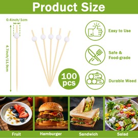 Golf Toothpicks - 100 PCS Golf Themed Toothpicks, 4.72 Inch Golfs Skewers Golf Cocktail Picks, Sports Bamboo Fruit Sandwich Skewer Picks, Golfs Decorative Toothpicks for Appetizers Cocktail Party