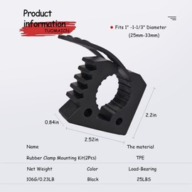 Quick-Release Rubber Clamp,Rubber Mount Clamps from 1'' to 1-1/3'' in Diameter Tools,Used by vehicle on Off-road vehicles, UTVs, ATVs (2p)