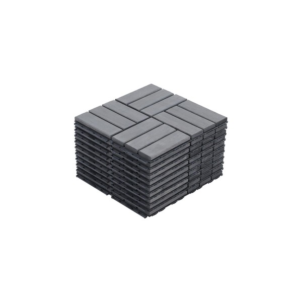 Dolonm Interlocking Solid Wood Deck Tiles, Golden Teak Wood for