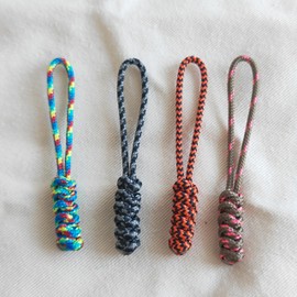 4pcs Paracord Zipper Pull Replacement Universal Nylon Zipper Repair Kit, Hand Woven Rope Handle Cord Tab for Backpacks Jackets Luggage (4Pcs-C)