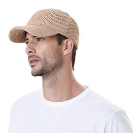 WITHMOONS Baseball Cap Summer Paperstraw Mesh for Men Women KR1960 (Beige)