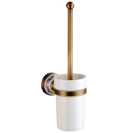 Toilet Brush with Holder for Bathroom Antique Bronze Wall Mounted Toilet Wall Mounted Bathroom Hardware Accessories,Porcelain Design