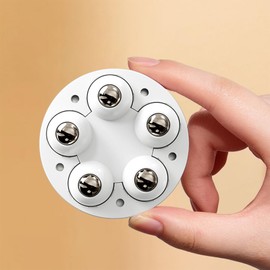APKULEEP Upgrade Self Adhesive Caster Wheels, 5 Stainless Steel Balls Per Wheel, 360 Degree Low Profile Swivel Wheels for Furniture, Small Appilance Storage Bins (White, 4PCS)