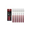 Tramontina Steakgabel Pizzagabel, Set, 6-teilig, Edelstahl, FSC, roter Holzgriff, 20,