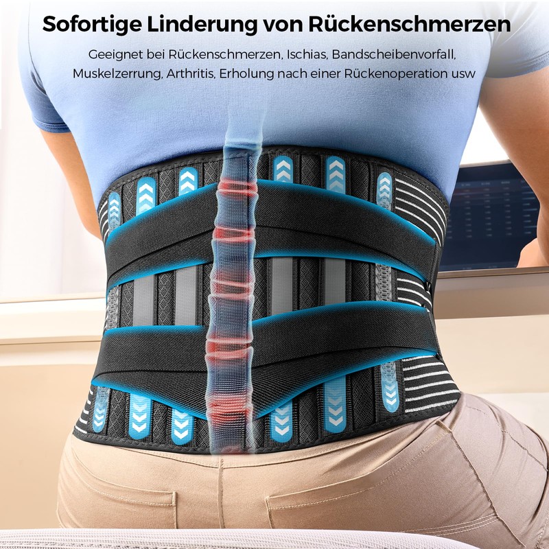 Strong Support Back Support, Breathable Disc Belt with 6 Metal