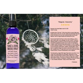 Mystic Angel White Sage & Rose Smudge Spray (4 oz.) with Reiki Charged Rose Quartz Crystal