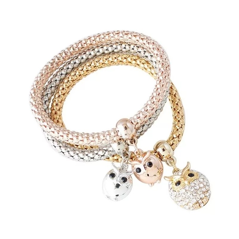 Veraly Set De 3 Pulsras Brazalet Color Plata Oro Rosado