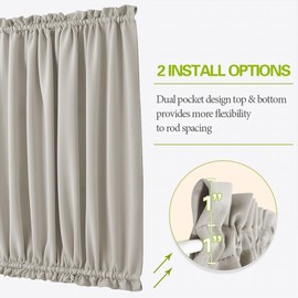 PONY DANCE Front Door Blinds - Blackout Patio Panel Top and Bottom Rod Pocket French Door Curtain for Privacy Bonus Tiebacks, 54 x 72 inches, Cream, Set of 1