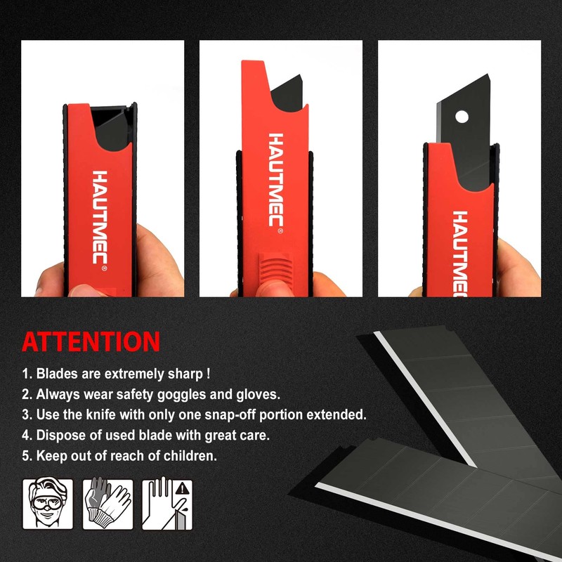 HAUTMEC 20PCS 18mm SK2H Ultra Sharp Snap Off Blades, Retractable