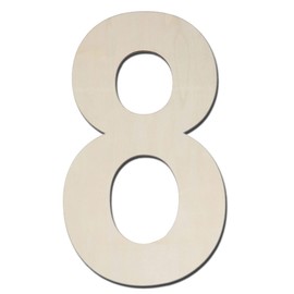 12 Inch Large Wood Number Sign 8, Unfinished Blank Wooden Slice Board for DIY Crafts Home Birthday Decorations Props