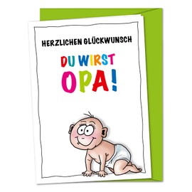 Congratulations, You'll Be Opa – XL PREGNANCY Card, Card For Pregnancy Daddy, we come a Baby Card – New Baby Card with Envelope