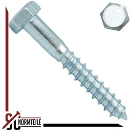 Hexagon Wood Screws 6 x 50 mm – Pack of 25 – DIN 571 / SC571 – Galvanised Steel – Key Screws SC-Normteile