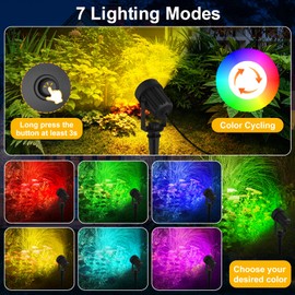 T-SUNUS Solar Spot Lights Outdoor Color Changing 6-in-1, Solar Landscape Spotlights RGB Lighting Waterproof IP65 Wall Lamp 9.8ft Cable for Patio Pathway Yard Garden Holiday (Multi-Color)