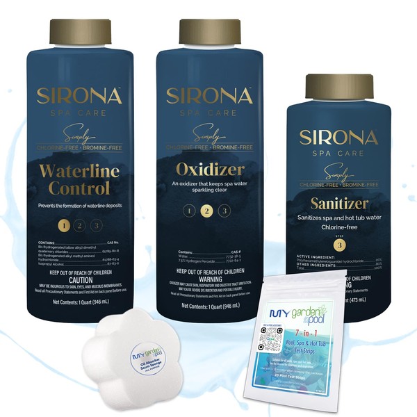 Sirona Simply Hot Tub Care Kit: Waterline Cleaner, Oxidizer, Non-Chlorine