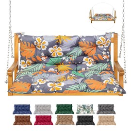 NANGELRN Porch Swing Cushion with Backrest,Waterproof Bench Cushion for Outdoor Furniture,2-3 Seater Replacement Thickened Swing Cushion with Ties,Patio,Outdoor,Backyard and Garden (Flower,47x40)