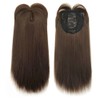 Silk Straight Hair Topper Thick Bangs 16inch Clip in One