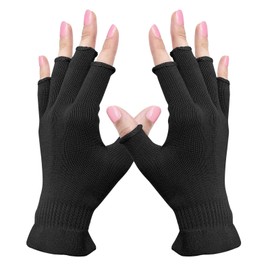 MIG4U Guantes de belleza hidratantes sin dedos medio dedo táctil guantes para SPA, eccema, manos secas, tratamiento cosmético, protección solar de verano, color negro, 1 par S/M