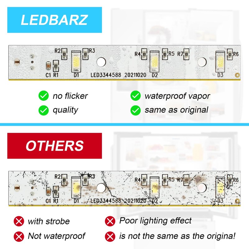 LEDBarz WR55x26671 Refrigerators LED Light Bulb 2 Pack for GE
