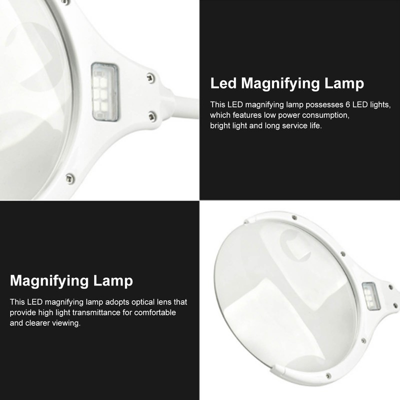 Magnifying Lamp 6 LED 2 Gears Optical Lens Adjustable Foldable