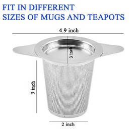 Amlits 2pcs Stainless Steel Fine Mesh Tea Strainer Infuser - Large Capacity, Double Handles, Perfect for Loose Leaf Tea, Coffee Steeping in Cups and Teapots