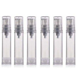 12PCS 10ML / 0.34oz Transparent Small Ounce Empty PS Plastic Airless Vacuum Pump Press Bottle Jar Pot Vial Container For Cosmetic Makeup Serums Cream Lotion Travel Toiletries Liquid Toner Sample