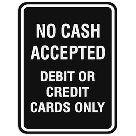 Signs ByLITA Portrait Round No cash accepted debit or credit cards only Sign (Black) - Large