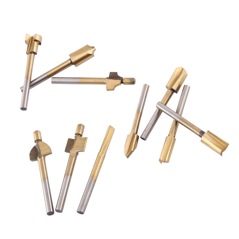 10pcs HSS Titanium Coated Woodworking Edge Cutters Trimmer Router Machine