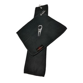CaddyDaddy Golf Microfiber Towel Set & Divot Tool, Black