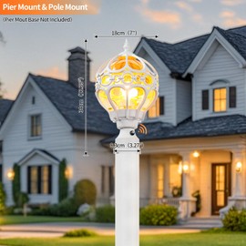 Flybling Dusk to Dawn White Outdoor Post Lights, Exterior Waterproof Rustproof Sphere Outside Post Lamps Fixture, Farmhouse Aluminum Pillar Lantern for Porch House Pathway Fence Yard Garden Patio