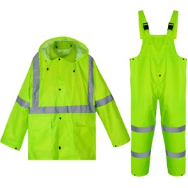 MaxTiner Rain Suits for Men Waterproof High Visibility Reflective Work Breathable Rain Gear for Men Waterproof Jacket and Pants(as1, alpha, xx_l,regular, Fluorescent color)