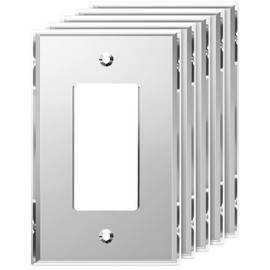 LIDER Reflective Acrylic Decorator Wall Plate, Mirrored Light Switch Plate, Plexiglass Outlet Cover, Acrylic Glass, Oversized 1-Gang 5.25" x 3.44", LWP-31O-ASV5P, Silver, 5 Pack