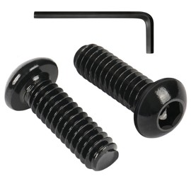 VGBUY 60Pcs 1/4-20 x 3/4" Button Head Socket Cap Bolts Screws,304 Stainless Steel 18-8,Black Zinc Plating,Fully Threaded,with Spanner Allen Hex Drive, for Furniture,Water Pump,Light Fixture(VG10304)