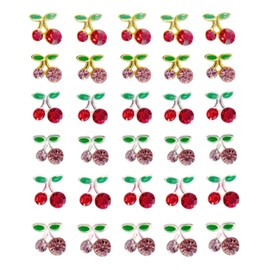 Cherry Nail Parts, Rhinestones, Set of 30, Cute Cherry Parts, 3D Fruit, Fruit, Rhinestones, Red, Pink, Nail Jewelry, Decor Parts (6mm)