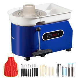 VEVOR Pottery Wheel, 450W, For Adults and Beginners, 11in Clay Wheel Machine, Adjustable 60-300RPM Speed Handle and Pedal, ABS Detachable Basin, Accessory Kit for Craft DIY, LCD Touch Screen, Blue