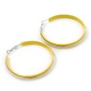 60mm D/Yellow Enamel Hoop Earrings/Silver Tone/Large