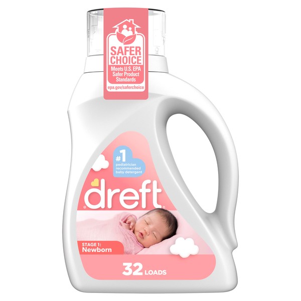 Dreft Stage 1: Newborn Baby Liquid Laundry Detergent, 32 loads 46 fl oz (Packaging May Vary)