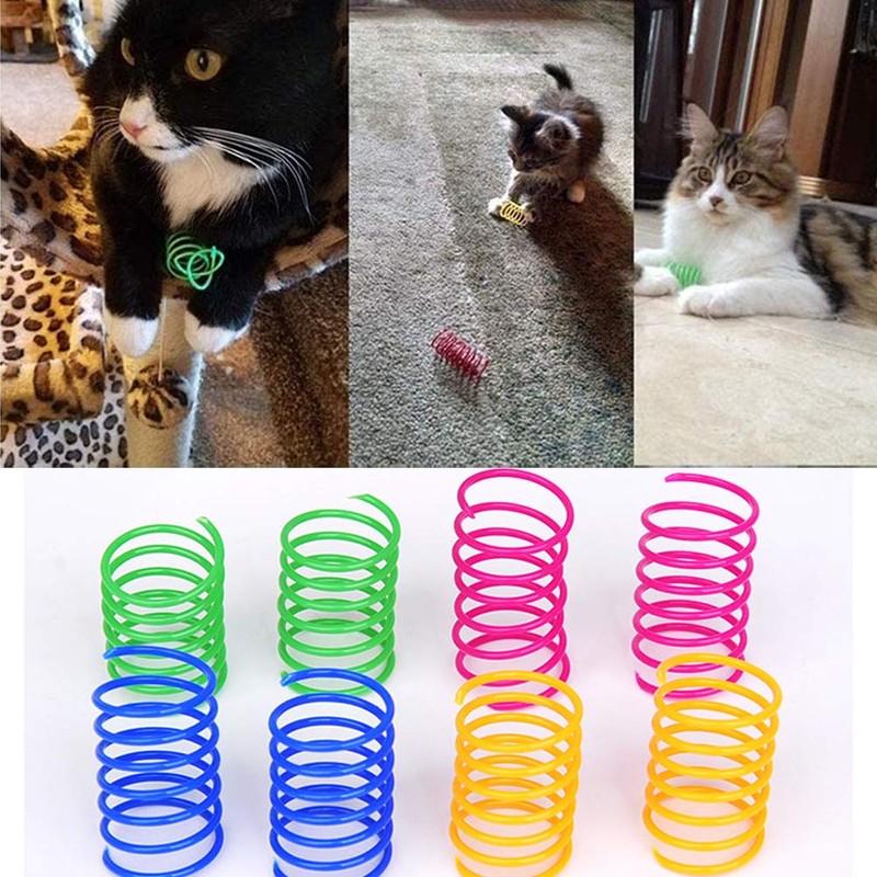 ISMARTEN Pet Wide Colorful Springs Cat Toys Plastic Coil Spiral