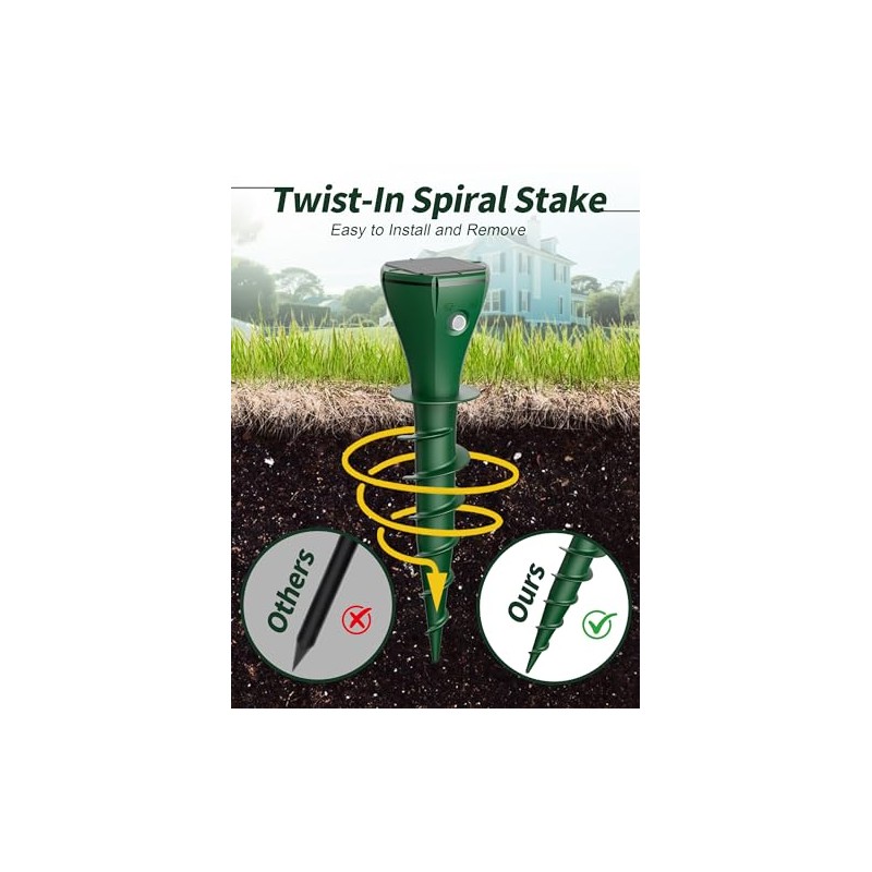 Mole Repellent Solar Powered for Lawns,Waterproof Gopher & Groundhog Repellent