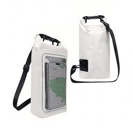 aninako 防水バッグ ドライバッグ 2L スマホ 防水ポーチ プールバッグ 防塵 500DPVC素材 大容量 軽量 耐摩耗性 新型素材 小物入れ 肩かけ調整可能 カヤック キャンプ ハイキング 登山 ラフティング 水泳 ボート (ホワイト)